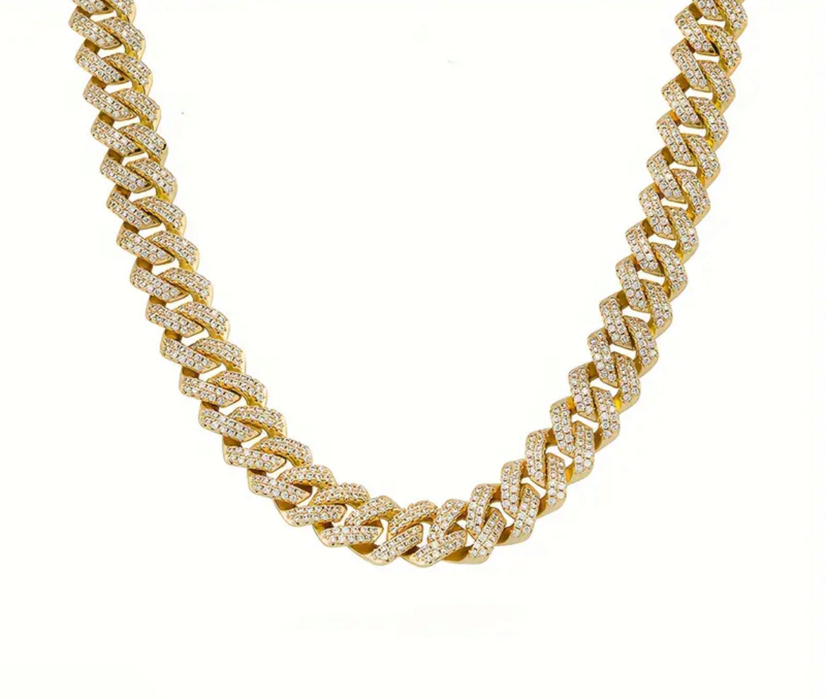 1pc 18K Gold plated Moissanite Cuban Chain