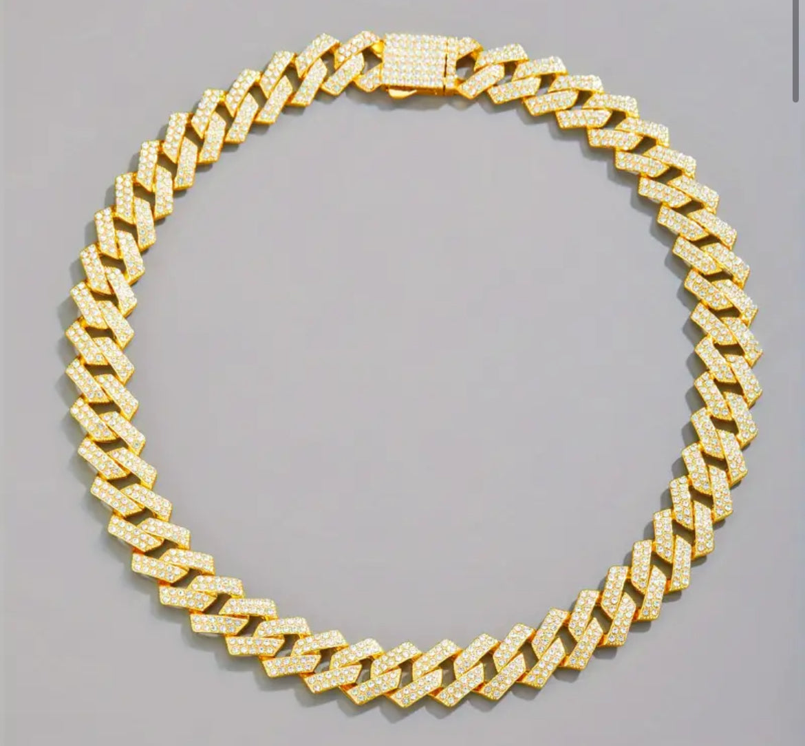 1pc 18K Gold plated Moissanite Cuban Chain